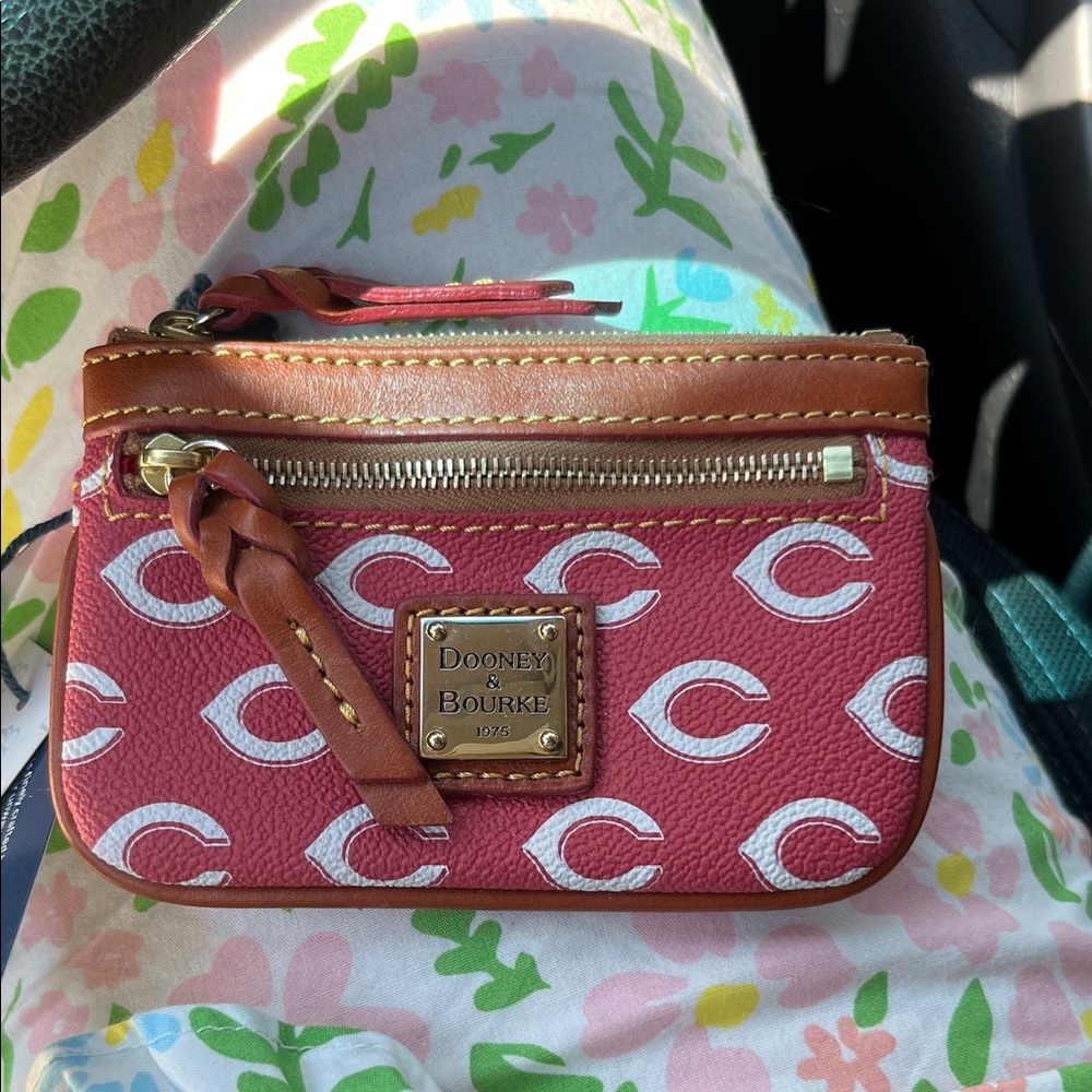 Dooney & Bourke Red and Brown Leather Wristlet